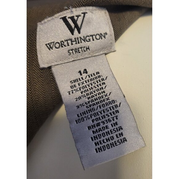 Worthington Fit & Flare Mid Length Skirt Brown & Tans Size 14 Pleated - Picture 7 of 7